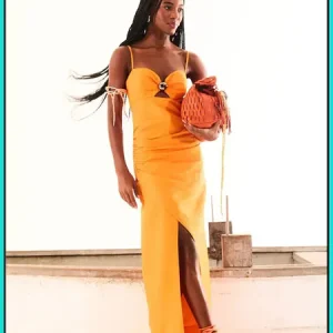 Vestido Lino Naranja OPEN BRASIL