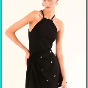 Vestido Negro Bordado OPEN BRASIL