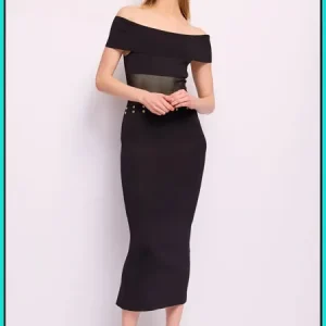 Vestido Negro de Punto con Tachuelas DENNY ROSE